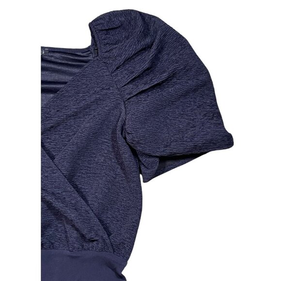 Express Navy Puff Sleeve Textured Sweetheart Neck Bodysuit SIZE-MEDIUM - Picture 6 of 8